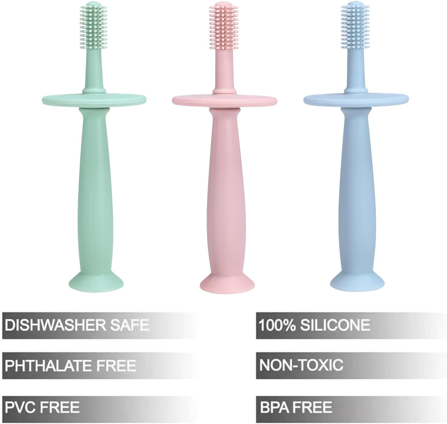 360° Silicone toothbrush with stopper