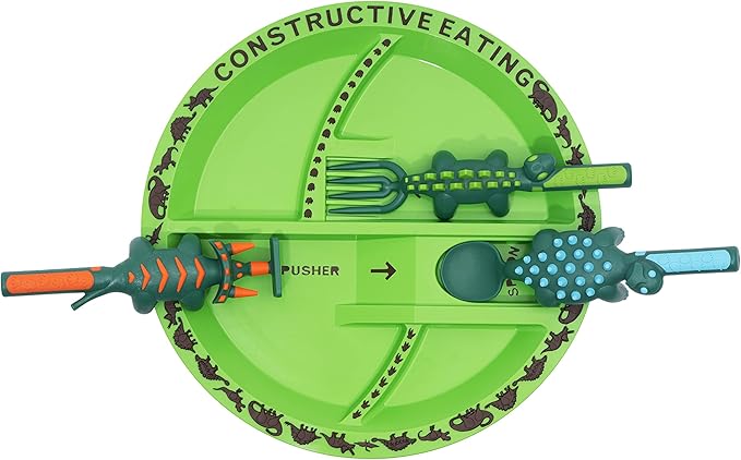 Constructive Eating Plate and Utensils Set