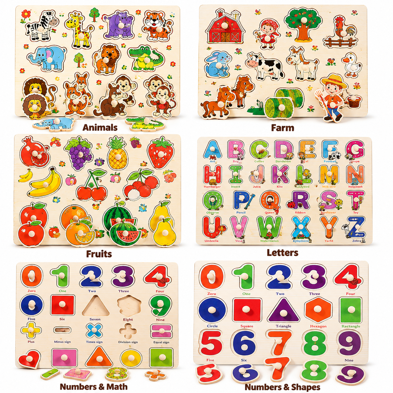 Educational Wooden Puzzles Full Pack